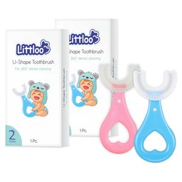 LITTLOO Baby U-Shaped Silicone Tooth Brush With Soft Bristles For Complete Manual 360 Degree Dental Cleaning, Material For New Borns, Toddlers & Children - Pack Of 2 (Blue & Pink)-9