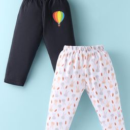 Ben Benny Interlock Knit Full Length Bunny Printed Lounge Pants Pack of 2 - White & Black-image-77