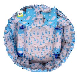 Babytoons Baby Bedding Set New Born Reversible Nest Bed with Pillows (0-6 Months) Blue-picture-25