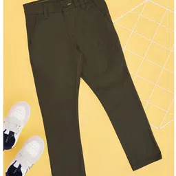 Pantaloons Junior Cotton Solid Trousers - Olive Green-picture-40