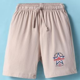 Cucu Fun Sinker Knit Above Knee Length Shorts with Sport Text Print - Beige-picture-23