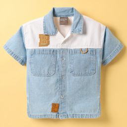 Little Kangaroos Denim Woven Half Sleeves Cut & Sew Shirt - Light Blue-image-45
