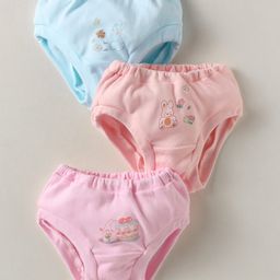 Zero Interlock Panties with Animal Print Pack of 3 - Peach Pink & Aqua Blue-15