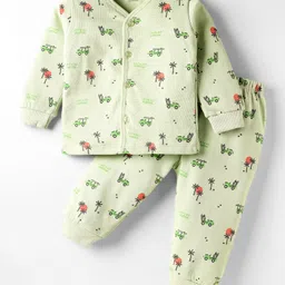 Tango Fleece Knit Full Sleeves Co-ords Night Suit - Light Green-picture-28