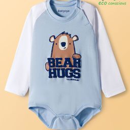 Babyoye 100% Cotton Interlock Knit Full Raglan Sleeves Onesies With Animal Print - Light Blue-picture-27