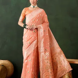 Sangria Woven Design Banarasi Saree With Blouse Piece-image-93