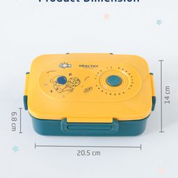 ZOE Portable Lunch Box With Spoon and Fork Space Theme Print - Yellow image 2