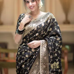 HERE&NOW Woven Design Silk Cotton Banarasi Saree-picture-27