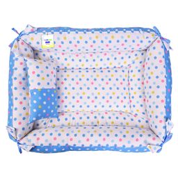 Toddylon Baby Bedding Set New Born Mattress with Mosquito Net Polka Dot Printed  - Blue image 3