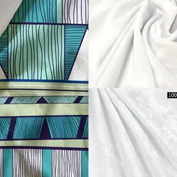 ArtzFolio Green & White Geometric Printed Velvet Rectangle Table Runner image 4
