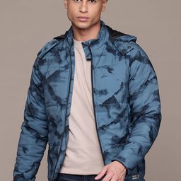 The Roadster Life Co. Abstract Printed Hooded Padded Jacket-11