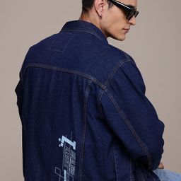 The Roadster Life Co. Typography Printed Oversized Pure Cotton Denim Jacket-image-49