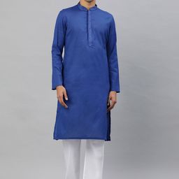 Manthan Men Blue Solid Straight Kurta-picture-52