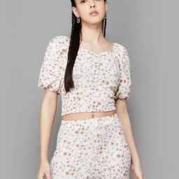 Ginger by Lifestyle White Floral Print Crop Top-image-34