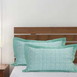 Maspar Green Cotton 115 TC Pillow Shams - Set of 2-10