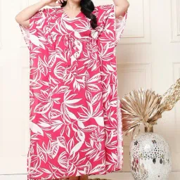 Secret Wish Pink Rayon Floral Print Sleepwear & Robes Kaftan-image-78
