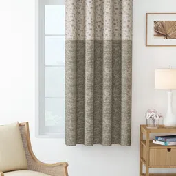 Story@home Topaz Beige & Off White 2 Pieces Geometric Room Darkening Window Curtains-17