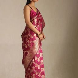 Soch Fuchsia Other Zari Saree With Unstitched Blouse image 3
