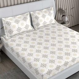 Boutique Living Baltic Brown Cotton 224 TC King Flat Bed Sheet With 2 Pillow Covers-image-42