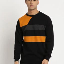 Turtle Black & Orange Relaxed Fit Striped Sweatshirt-image-29