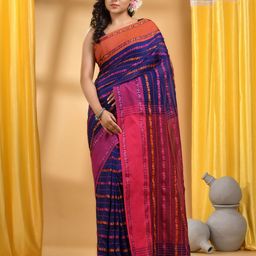 DESH BIDESH Woven Design Zari Pure Cotton Taant Saree With Blouse Piece-image-85