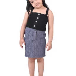 Cloth Bites Girls Striped Pure Cotton Knee-Length Straight Skirt-image-79