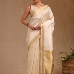 Soch Beige Other Solid Saree With Unstitched Blouse-image-93