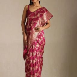 Soch Fuchsia Other Zari Saree With Unstitched Blouse-99