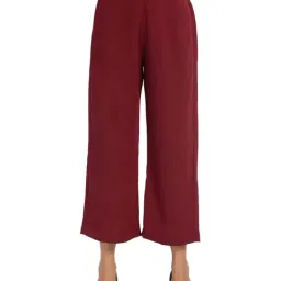 Office & You Maroon Mid Rise Palazzos-image-92