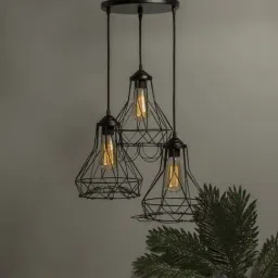 Homesake 3-Lights Round Cluster Black Metal Diamond Pendant Light - Set of 1 (Bulb not included)-image-57