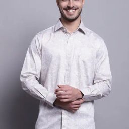 Cantabil Light Brown Cotton Regular Fit Printed Shirt-picture-22