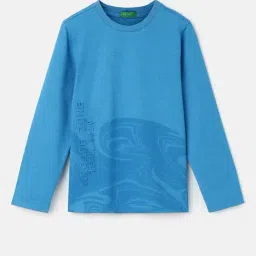 United Colors of Benetton Kids Blue Printed Full Sleeves T-Shirt-image-65