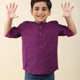 Fabindia Kids Purple Printed Full Sleeves Short Kurta-picture-40