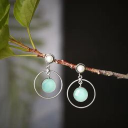 Imli Street Green-White Silver Tone Stone-Studded Handcrafted Drop Earrings-22