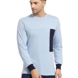 Kalt Sky Blue Regular Fit Colour Block SweatShirt-30