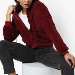 Campus Sutra Maroon Regular Fit Sweatshirt-image-76