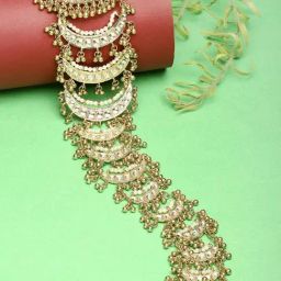 Karatcart Moon Shape Gold Plated Kundan Bridal Wedding Hair Braid Choti for Women-image-29