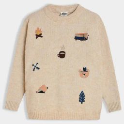 MiArcus Unisex Beige Self Pattern Sweater-69