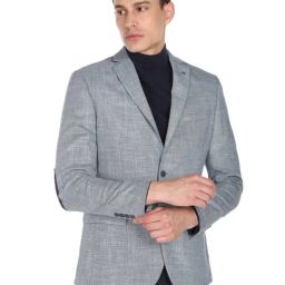 Arrow Grey Slim Fit Self Pattern Blazer-image-15