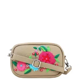 Spice Art Beige Embroidered Medium Sling Handbag-picture-45