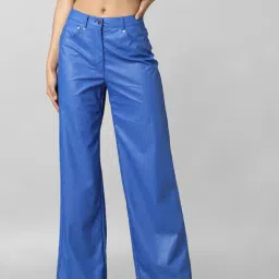 Only Blue Regular Fit Flared High Rise Pants-image-20