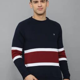 Allen Solly Navy Cotton Regular Fit Colour Block Sweatshirts-image-22
