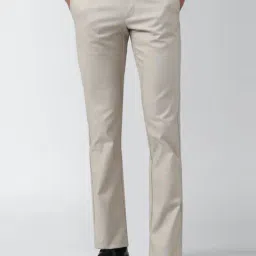 Van Heusen Beige Cotton Slim Fit Texture Trousers-picture-30