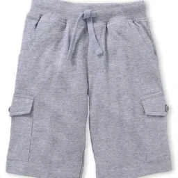 Kiddopanti Kids Grey Melange Textured Cargo Shorts-picture-16