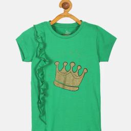 Kiddopanti Kids Green Printed T-Shirt-image-84