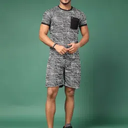 Rigo Grey Slim Fit Printed T-Shirt & Shorts Set-picture-27