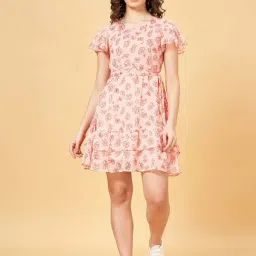 People by Pantaloons Pink Printed A-Line Dress-image-86