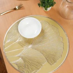 HOSTA HOMES Self Designed Printed Yellow Gold PVC Table Placemat-picture-37