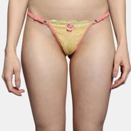 Bleeding Heart Yellow & Pink Lace Work Panty-image-55