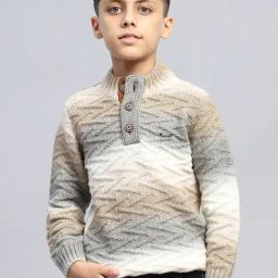 Monte Carlo Boys Brown Wool Blend Self Sweater-image-25